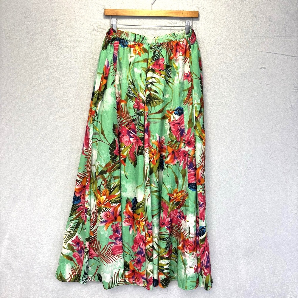 Flint & Moss Floral Maxi Skirt Womens 2X Tropical Beachy Boho Fun Flowy Vacation